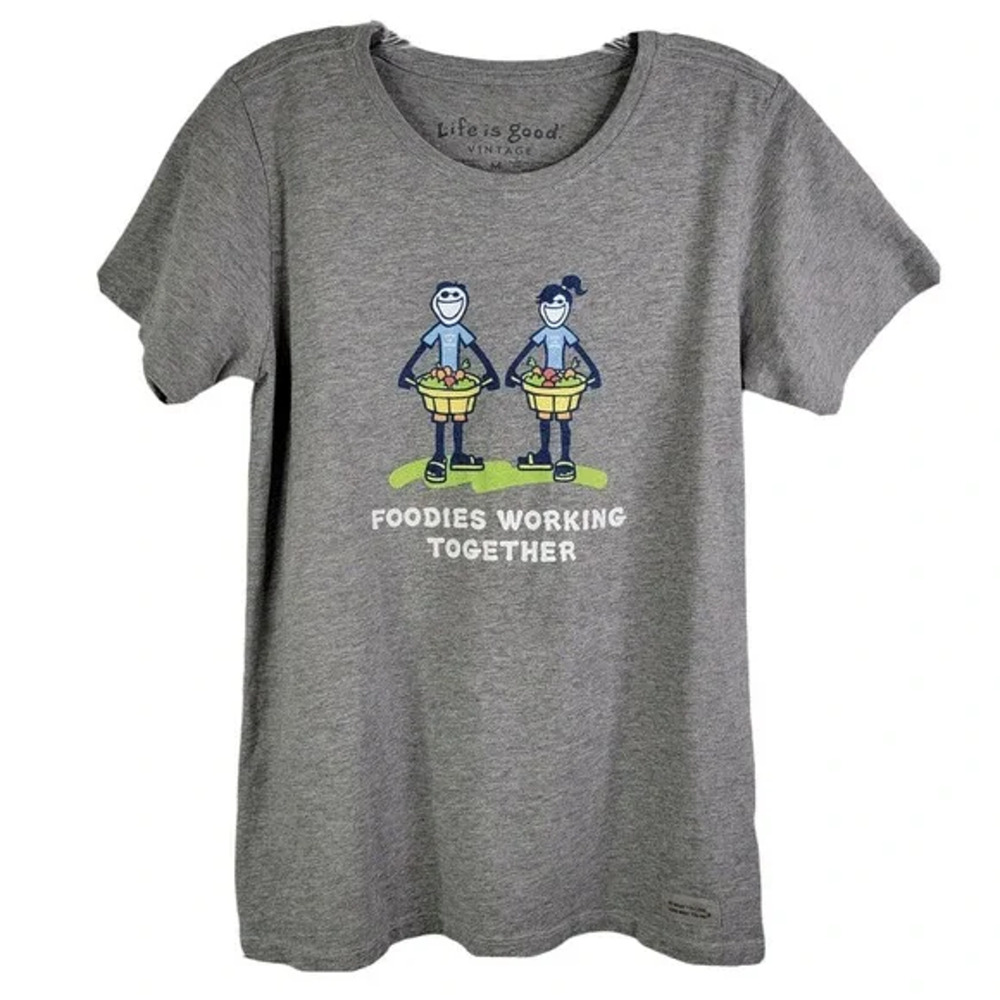 NWT Life is Good Womens TShirt‎ "Foodies Working Together" LARGE, Vintage